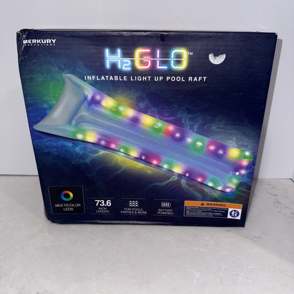 H2GLO Inflatable Light Up Pool Raft With Multicolor LEDS Pool Party 73 Inch New